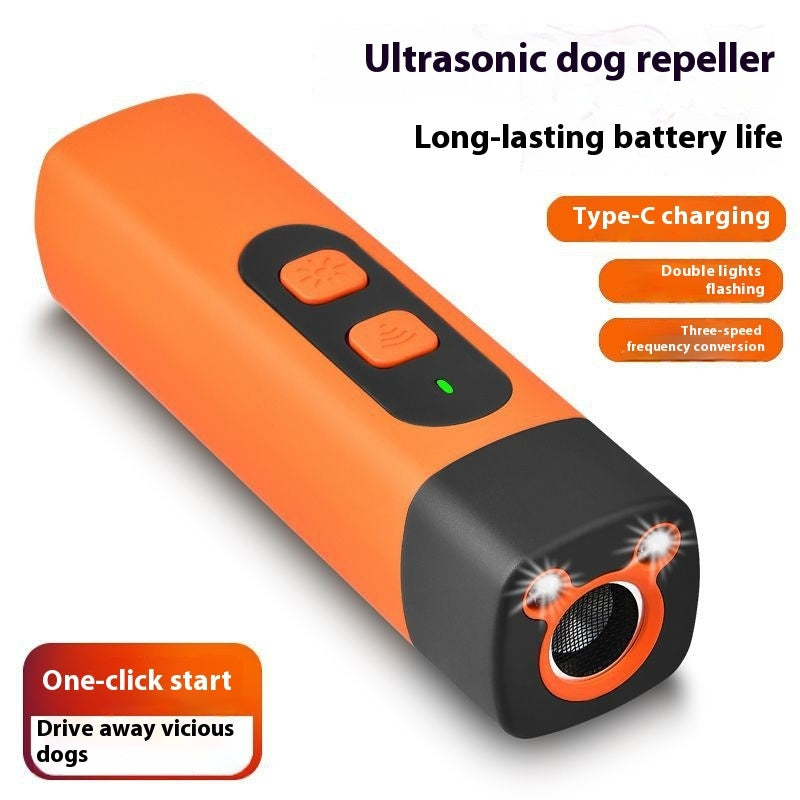 Pet Dog Repeller Ultrasonic Dog Training Device Rechargeable Anti Dog Bark Deterrent Device With LED Flashlight Pets Supplies