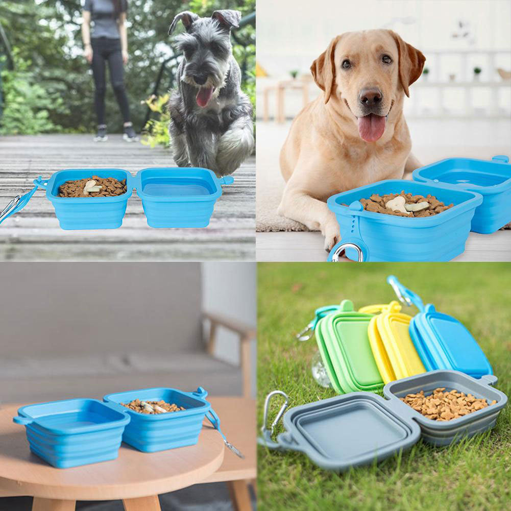 Foldable Bowl Dish For Dogs Cat Outdoor Collapsible Silicone Food Water Feeding