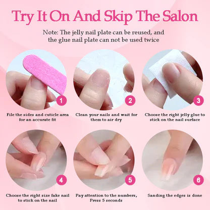 GGddsha 2025 Long Nail Designs Reusable PMMA AcrylicBaroque Glass Style Press-on Nails With Box Gifts ForWomen,Mosaic Mirage