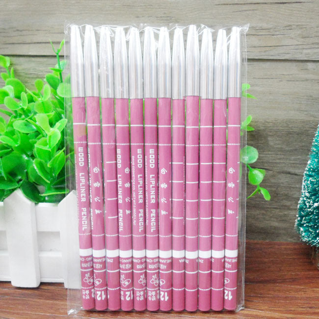 12 Colors Dark Coffee Brown Black Rose Red Eyebrow Eyeliner Lip Pencil