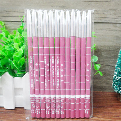 12 Colors Dark Coffee Brown Black Rose Red Eyebrow Eyeliner Lip Pencil