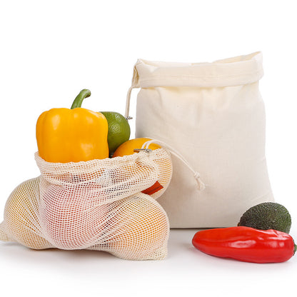 Cotton Drawstring Bag Safe Store Foods Bag Multi-Purpose Fruit Vegetable Rice Bread Shopping Bag