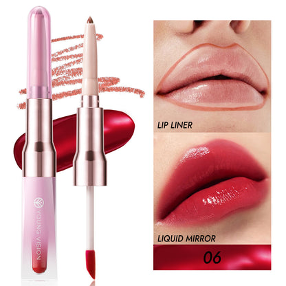 Double-headed Lip Liner Mirror Lip Gloss Two-in-one Multi-purpose Outline Lip Shape