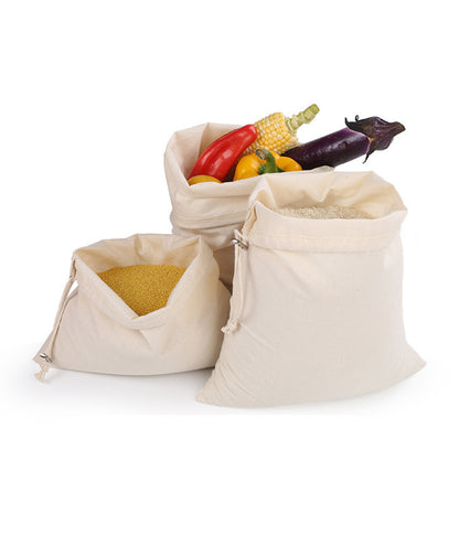 Cotton Drawstring Bag Safe Store Foods Bag Multi-Purpose Fruit Vegetable Rice Bread Shopping Bag