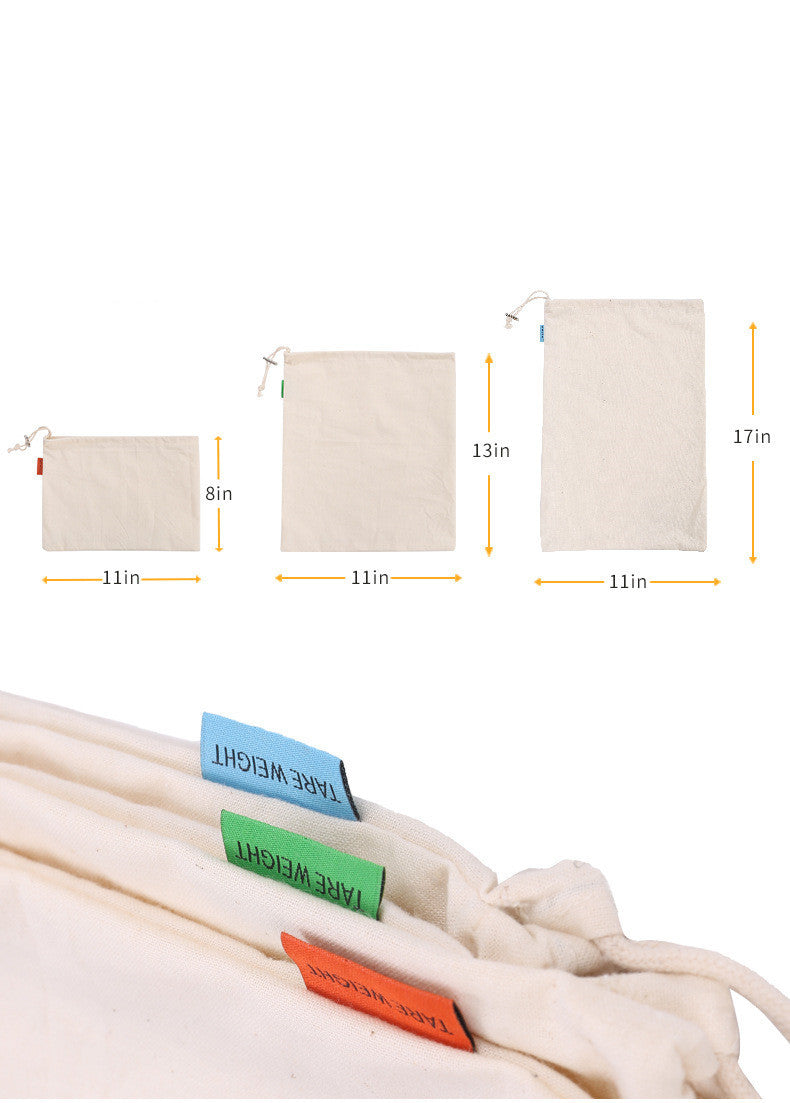 Cotton Drawstring Bag Safe Store Foods Bag Multi-Purpose Fruit Vegetable Rice Bread Shopping Bag