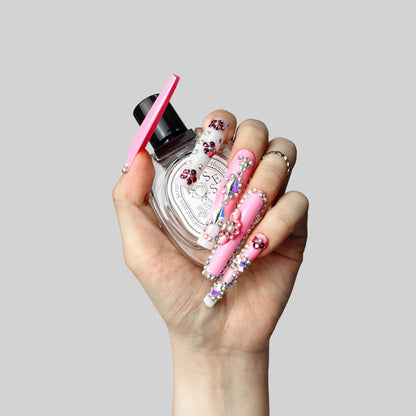 GGddsha 2025 Long Novel Design And Reusable Handmade Nails 10PCS Pmma Acrylic Nails Press OnNails Kit With Box Gifts For Women,Rose Bloom