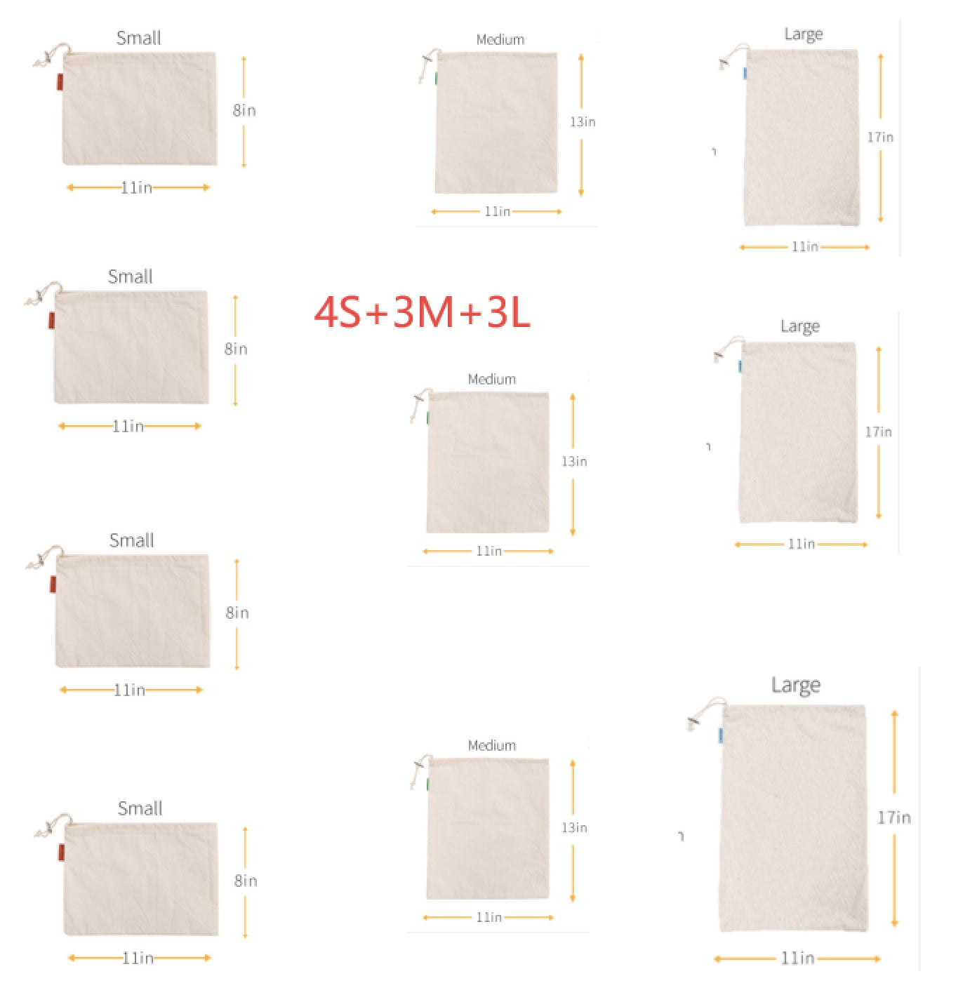 Cotton Drawstring Bag Safe Store Foods Bag Multi-Purpose Fruit Vegetable Rice Bread Shopping Bag