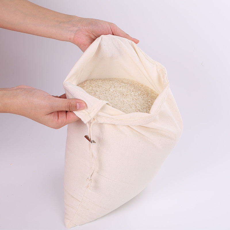 Cotton Drawstring Bag Safe Store Foods Bag Multi-Purpose Fruit Vegetable Rice Bread Shopping Bag