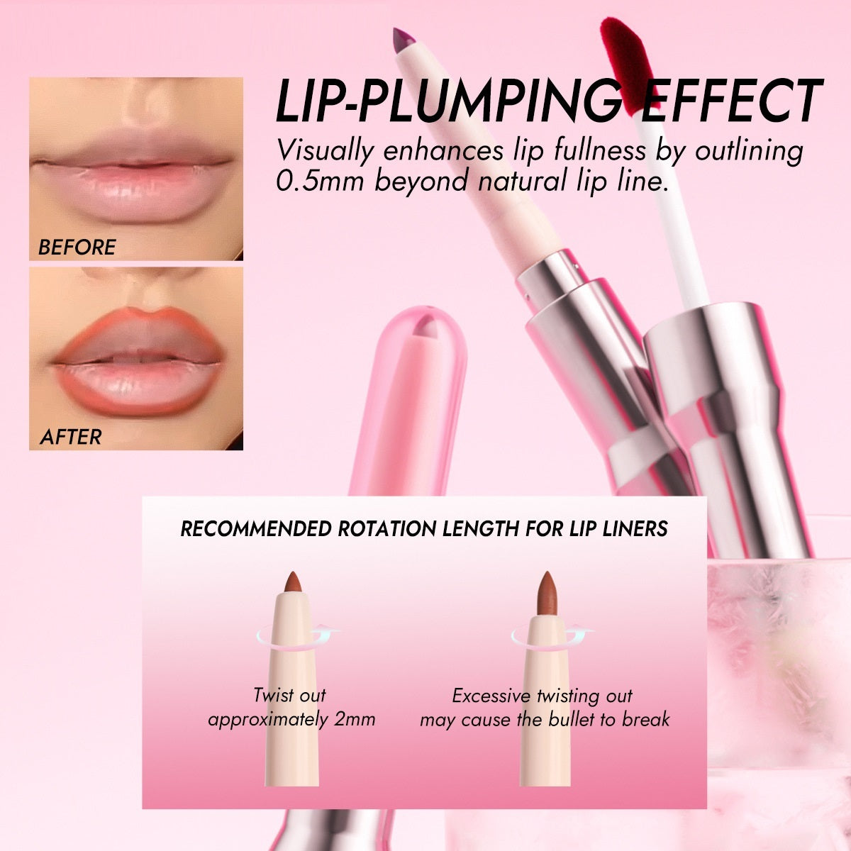 Double-headed Lip Liner Mirror Lip Gloss Two-in-one Multi-purpose Outline Lip Shape
