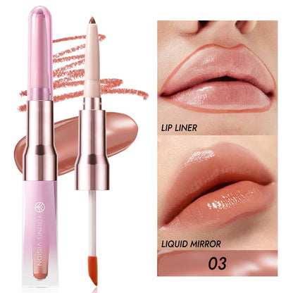 Double-headed Lip Liner Mirror Lip Gloss Two-in-one Multi-purpose Outline Lip Shape