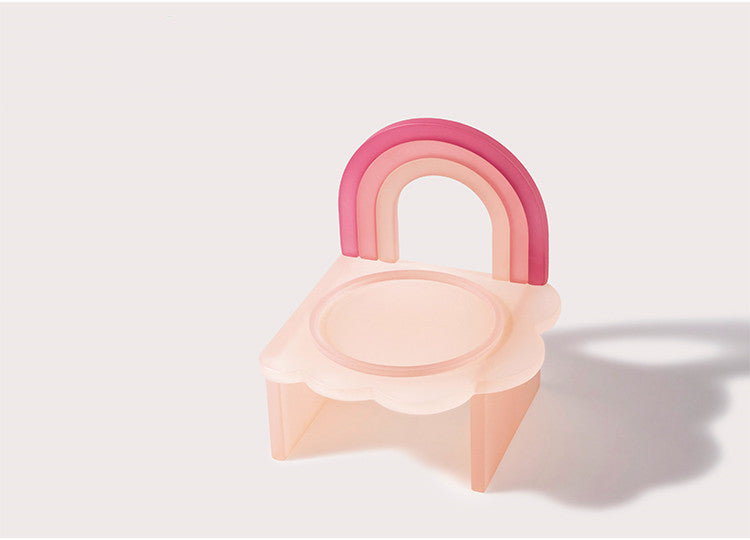 Rainbow Cat And Dog Bowl Rack Cute Pet Supplies