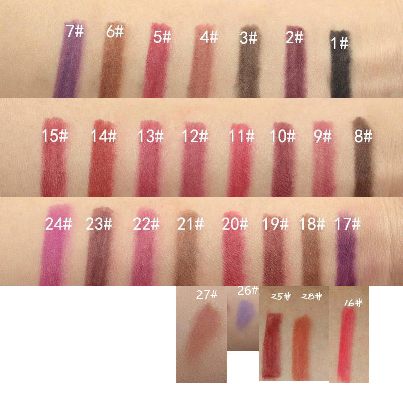 12 Colors Dark Coffee Brown Black Rose Red Eyebrow Eyeliner Lip Pencil
