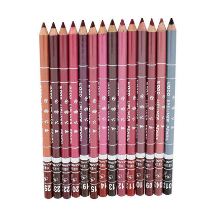 12 Colors Dark Coffee Brown Black Rose Red Eyebrow Eyeliner Lip Pencil