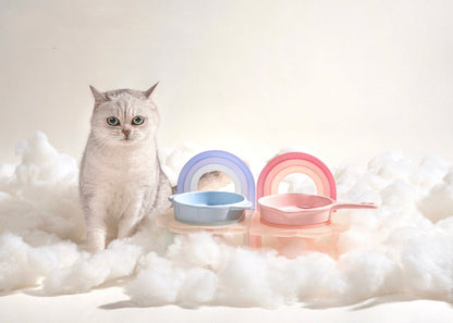 Rainbow Cat And Dog Bowl Rack Cute Pet Supplies